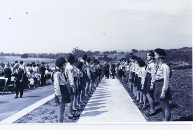 Photograph - Digital Image, Opening of Shire of Diamond Valley offices 1972: Guides lined up to welcome official party, 26/02/1972