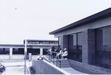 Photograph - Digital Image, Opening of Shire of Diamond Valley offices 1972: Exterior view of building and seated officials, 26/02/1972