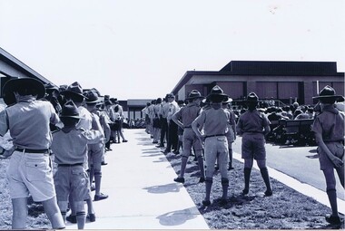 Photograph - Photograph - Digital Image, Opening of Shire of Diamond Valley offices 1972: Scouts at opening ceremony, 26/02/1972
