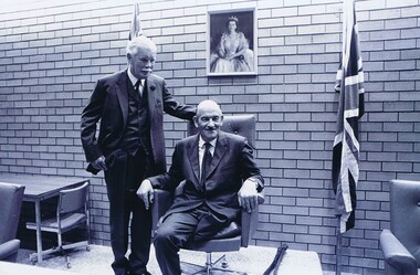 Photograph - Digital Image, Opening of Shire of Diamond Valley offices 1972: Sir Rohan Delacombe and Monte Vale, 26/02/1972