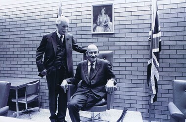 Photograph - Photograph - Digital Image, Opening of Shire of Diamond Valley offices 1972: Sir Rohan Delacombe and Monte Vale, 26/02/1972