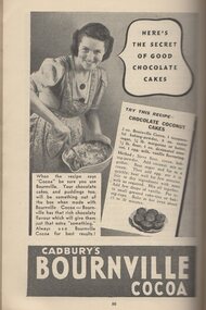 Advertisement - Digital Image, NSW Cookery Teachers' Association, Cadbury's Bourneville Cocoa: in Domestic Science Handbook, 1942_