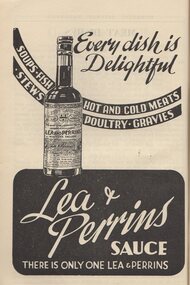 Advertisement - Digital Image, NSW Cookery Teachers' Association, Lea and Perrins Sauce: in Domestic Science Handbook, 1942_