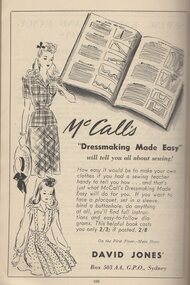 Advertisement - Digital Image, NSW Cookery Teachers' Association, McCall's "Dressmaking made easy": in Domestic Science Handbook, 1942_