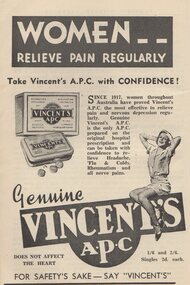 Advertisement - Digital Image, NSW Cookery Teachers' Association, Vincent's A.P.C.: in Domestic Science Handbook, 1942_