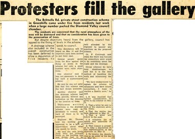 Newspaper Clipping - Digital Image, Protesters fill the gallery 1968 [Britnells Road street construction], 16/04/1968