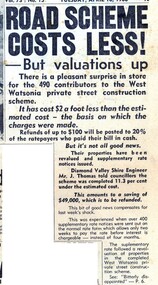 Newspaper Clipping - Digital Image, Road scheme costs less 1968 [West Watsonia]; and, Bitterly Disappointed - Cr Clark, 16/04/1968