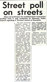 Newspaper Clipping - Digital Image, Street poll on streets 1974 [Greenhills], 24/09/1974