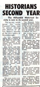 Newspaper Clipping - Digital Image, Historians second year 1974 [Nillumbik Historical Society], 24/09/1974
