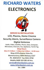 Business card, Richard Waters Electronics 2017, 2017_