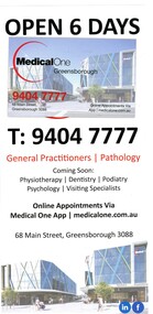 Business card, Medical One Greensborough 2019, 2019_