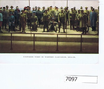 Postcard, Uniforms worn in Western campaigns, 1914-18