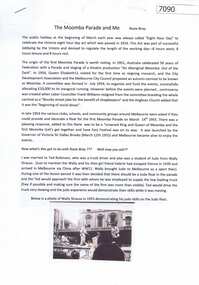 Article - Memoir, Rosie Bray, The Moomba Parade and me, by Rosie Bray, 2020