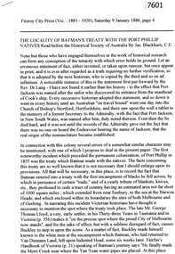 Article - Newspaper Clipping (copy), Jas Blackburn, The locality of Batman's Treaty with the Port Phillip natives, 09/01/1886