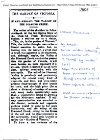 Newspaper - Newspaper Clipping (copy), Evelyn Observer and South East Bourke Record, The Garden of Victoria; in and around the valley of the Diamond Creek, 1890, 28/02/1890
