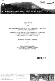 Document - Report, Franz Kreinecker, Tree advice on introduced flora "Batman's Apple Tree", 2002, 2002_07