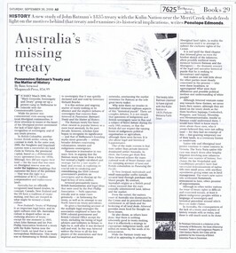 Newspaper - Newspaper Clipping (copy), The Age, Australia's missing treaty, 26/09/2009
