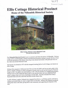 Document - Article and Leaflet, Nillumbik Historical Society, Ellis Cottage Historical Precinct, 22/10/2019