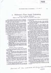 Article - Article, Journal, E. G. Ritchie, Melbourne's water supply undertaking, by E. G. Ritchie, 1934