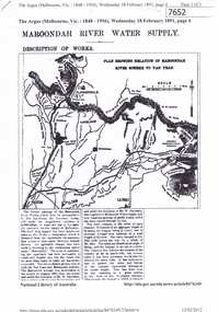 Article - Newspaper Clipping (copy), The Argus, Maroondah River water supply 1891, 18/02/1891