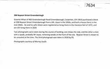 Document, Peter Simmenauer, 208 Nepean Street Greensborough, 2020