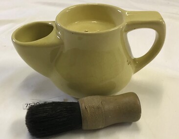 Domestic object - Shaving mug and brush, Hoffman shaving mug and brush set, 1950c