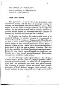 Article, Lucy Grace Ellem, Picturesque and panoramic: English landscape traditions and the Plenty Valley; by Lucy Grace Ellem, 1995