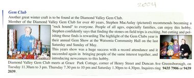 Article - Newspaper Clipping, Watsonia Traders Association, Gem Club, 2004