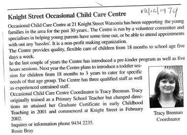 Article - Newspaper Clipping, Watsonia Traders Association, Knight Street Occasional Child Care Centre, 2005
