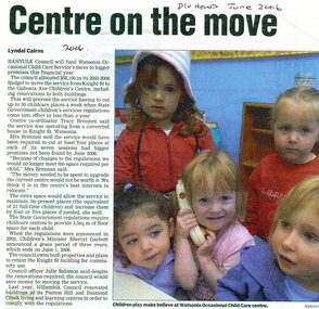 Article - Newspaper Clipping, Diamond Valley News, Centre on the move, 2006_06