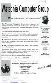 Flyer - Leaflet, Watsonia Computer Group, 2005c