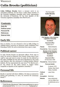 Document - Article - Website, Wikipedia, Colin Brooks (politician), 21/09/2021