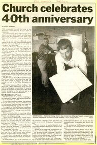 Article - Newspaper Clipping, Jodie Menzies, Church celebrates 40th anniversary, 29/01/1997