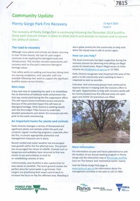 Booklet, Parks Victoria et al, Plenty Gorge Park fire recovery, 15/04/2020
