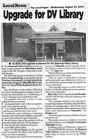 Article - Newspaper Clipping, Upgrade for DV Library, 12/08/2020