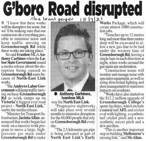 Article - Newspaper Clipping, G'boro Road disrupted
