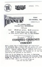 Pamphlet - Newsletter, Greensborough Inter Church Council, Greensborough Interchurch Council News. Spring 1996, 1996
