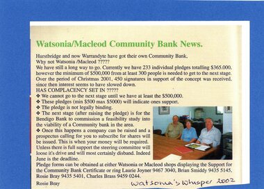 Article - Newspaper Clipping, Watsonia Traders Association, Watsonia Macleod Community Bank News, 2002-2003