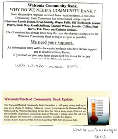 Article - Newspaper Clipping, Watsonia Traders Association, Watsonia Community Bank: Why do we need a community bank?, 2002-2003