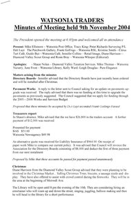 Document - Minutes, Watsonia Traders, Watsonia Traders: Minutes of meeting 09/11/2004, 2002_08