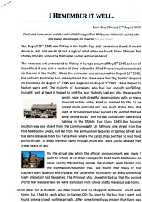 Booklet - Memoir, Rosie Bray, I remember it well by Rosie Bray, 15/08/2020