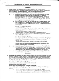 Document - Genealogical document, Descendants of Johann Wilhelm Roy (Reuy), 1990c