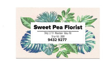 Business Card, Sweet Pea Florist, 2018c