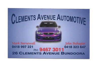 Business Card, Clements Avenue Automotive, Clements Avenue Automotive, Bundoora, 2018c