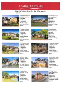 Advertising leaflet, Darren Jones Real Estate, March sales results for Watsonia [2015], 2015