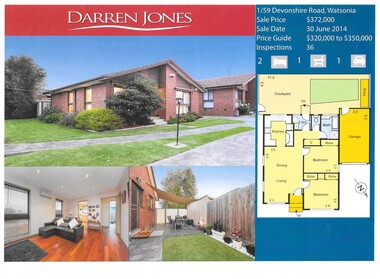 Advertising leaflet, Darren Jones Real Estate, 1/59 Devonshire Road Watsonia