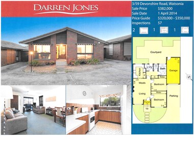 Advertising leaflet, Darren Jones Real Estate, 3/59 Devonshire Road Watsonia, 2014