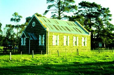 Slide - Photograph, John Ramsdale, Bluestone Church on Plenty Road Mill Park: Slide 30, 1990s
