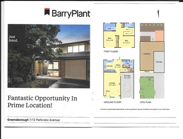 Advertising leaflet, Barry Plant Greensborough, 7/12 Parkview Avenue Greensborough, 2019
