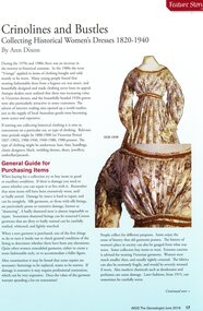 Article - Article, Journal, Ann Dixon et al, Crinolines and bustles: collecting historical women's dresses 1820-1940, by Ann Dixon, 2016_06
